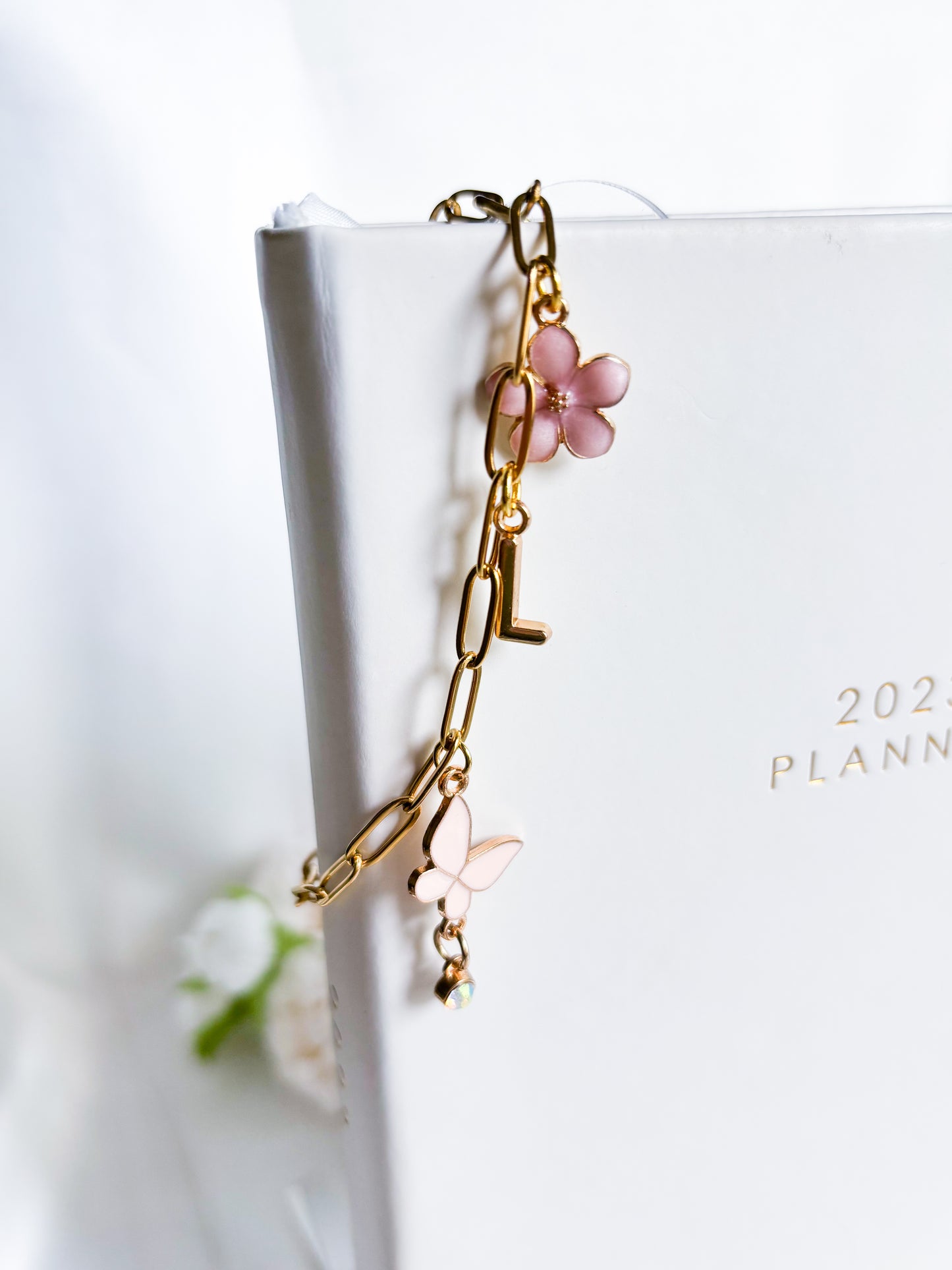 Pink Checkered Chain Bookmark