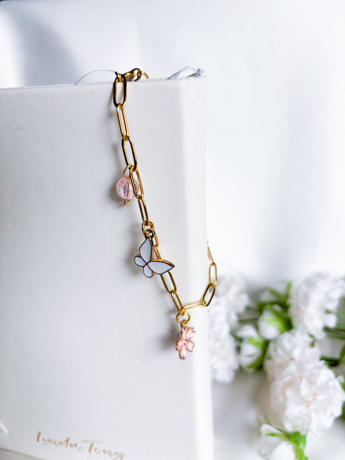 Pink Checkered Chain Bookmark